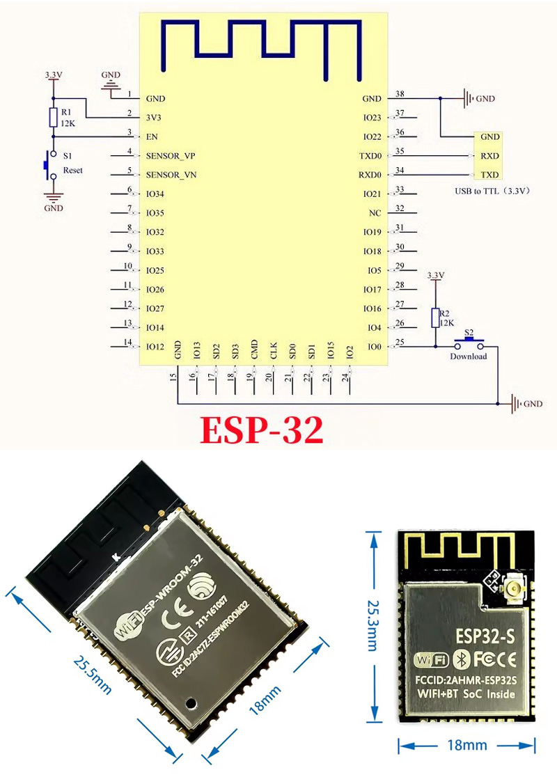 ESP32、ESP-32S、ESP-12E、ESP-12F、 - Esp32 のレビューと価格