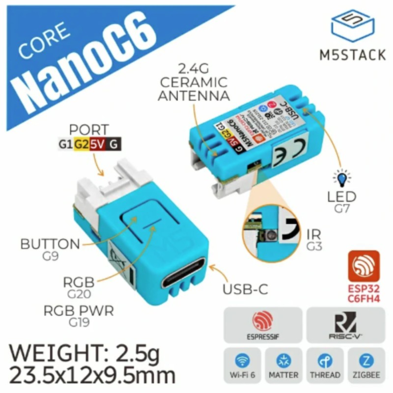 M5Stack NanoC6 ESP32-C6FH4 開発ボ - Esp32 Development Board のレビューと価格
